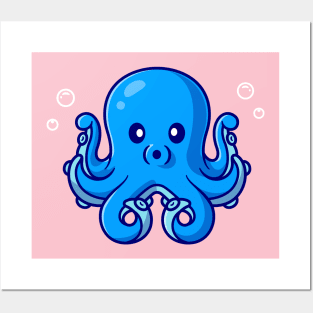 Cute Octopus Cartoon Posters and Art